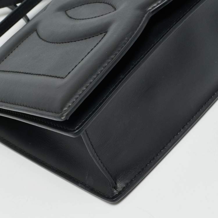 Pre Owned Dolce & Gabbana Black Leather DG Logo Embossed Crossbody Bag