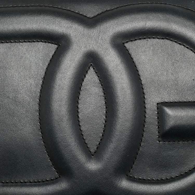 Pre Owned Dolce & Gabbana Black Leather DG Logo Embossed Crossbody Bag