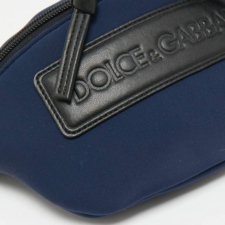 Pre Owned Dolce & Gabbana Bambino Navy Blue Neoprene Logo Belt Bag