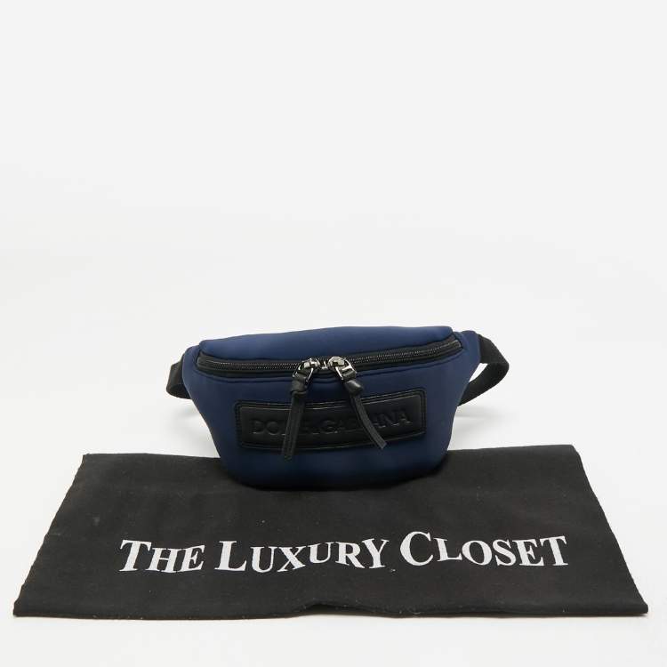 Pre Owned Dolce & Gabbana Bambino Navy Blue Neoprene Logo Belt Bag
