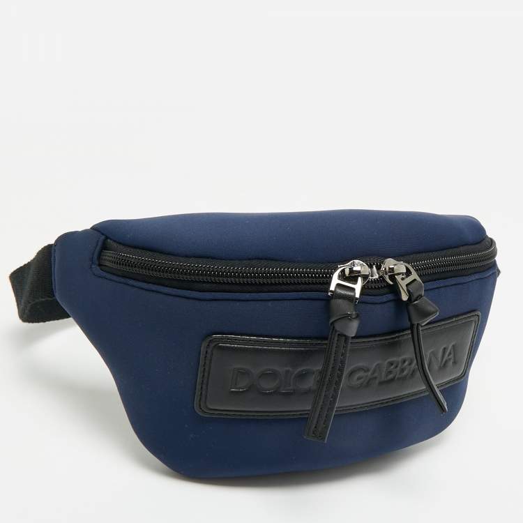 Pre Owned Dolce & Gabbana Bambino Navy Blue Neoprene Logo Belt Bag