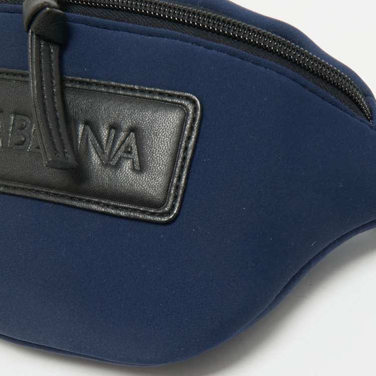 Pre Owned Dolce & Gabbana Bambino Navy Blue Neoprene Logo Belt Bag