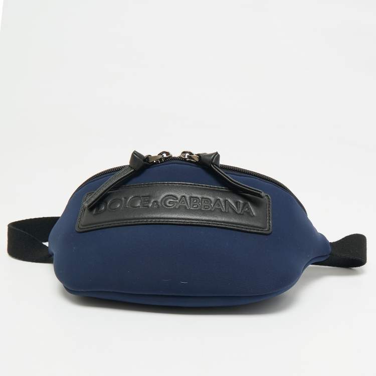 Pre Owned Dolce & Gabbana Bambino Navy Blue Neoprene Logo Belt Bag