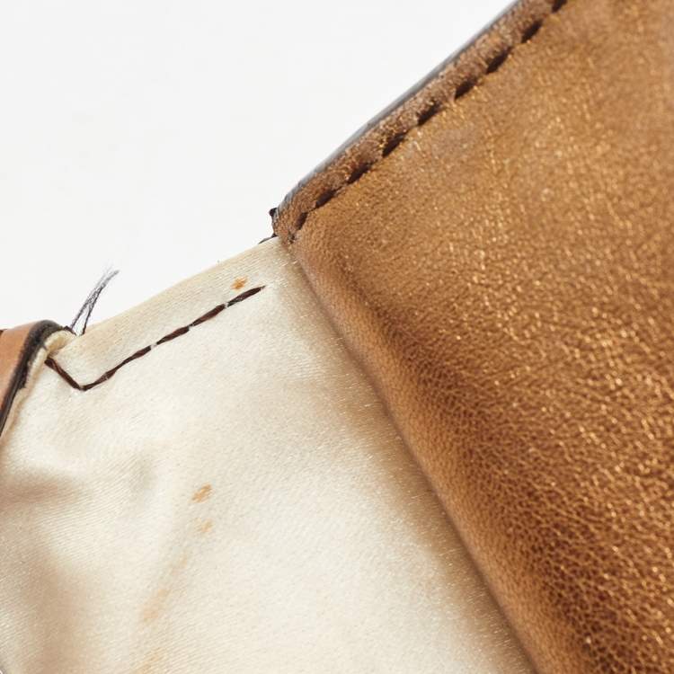 Pre Owned Dolce & Gabbana Brown/Beige Crocodile and Python Small Miss Sicily Top Handle Bag