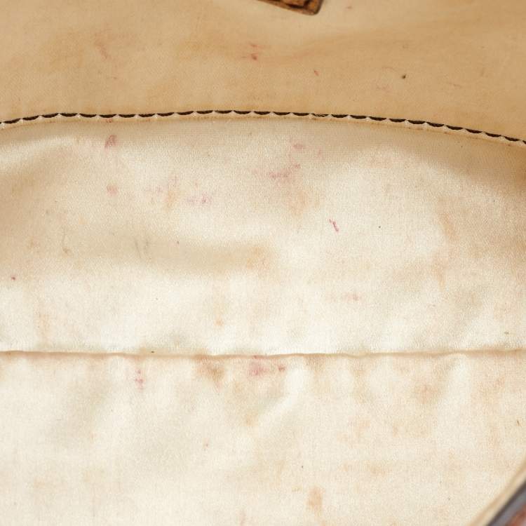 Pre Owned Dolce & Gabbana Brown/Beige Crocodile and Python Small Miss Sicily Top Handle Bag