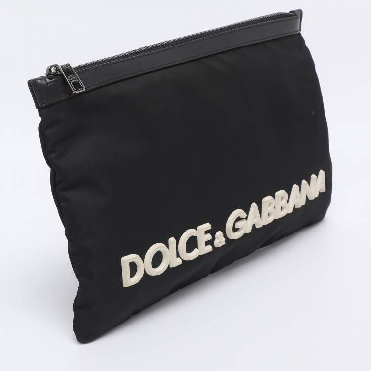 Pre Owned Dolce & Gabbana Black Nylon Logo Pouch