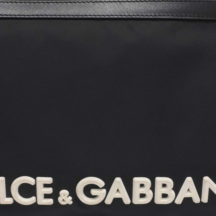 Pre Owned Dolce & Gabbana Black Nylon Logo Pouch