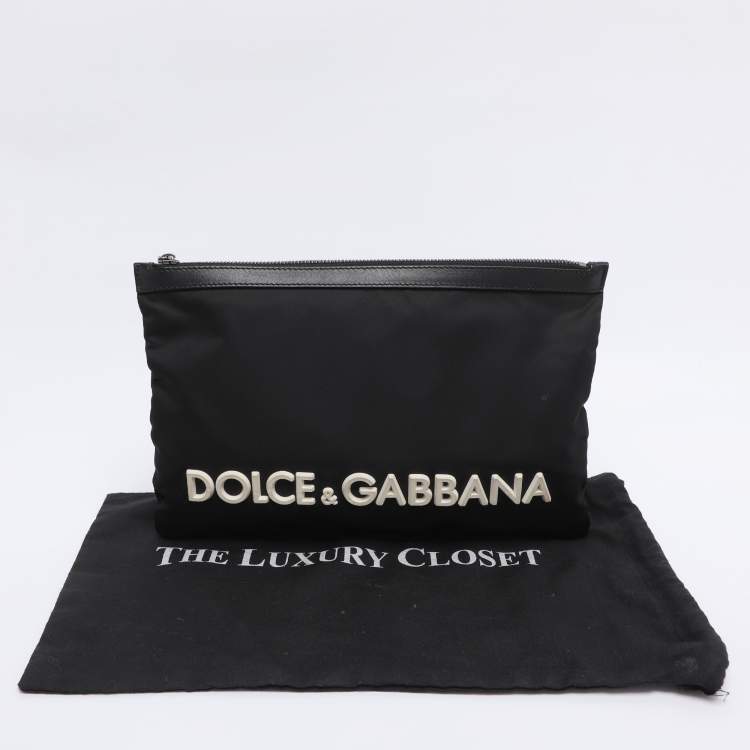 Pre Owned Dolce & Gabbana Black Nylon Logo Pouch