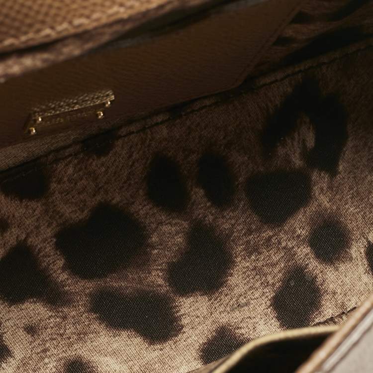 Pre Owned Dolce & Gabbana Brown Leather Small Miss Sicily Top Handle Bag