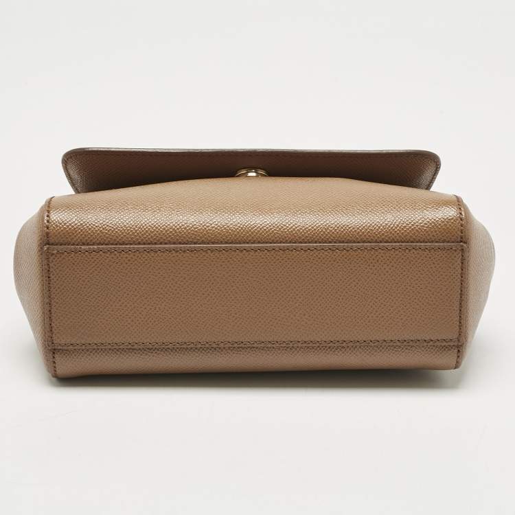 Pre Owned Dolce & Gabbana Brown Leather Small Miss Sicily Top Handle Bag
