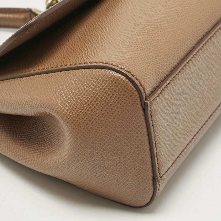 Pre Owned Dolce & Gabbana Brown Leather Small Miss Sicily Top Handle Bag
