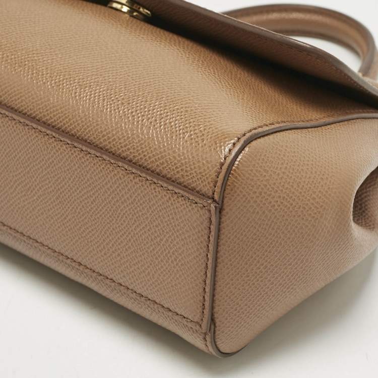 Pre Owned Dolce & Gabbana Brown Leather Small Miss Sicily Top Handle Bag