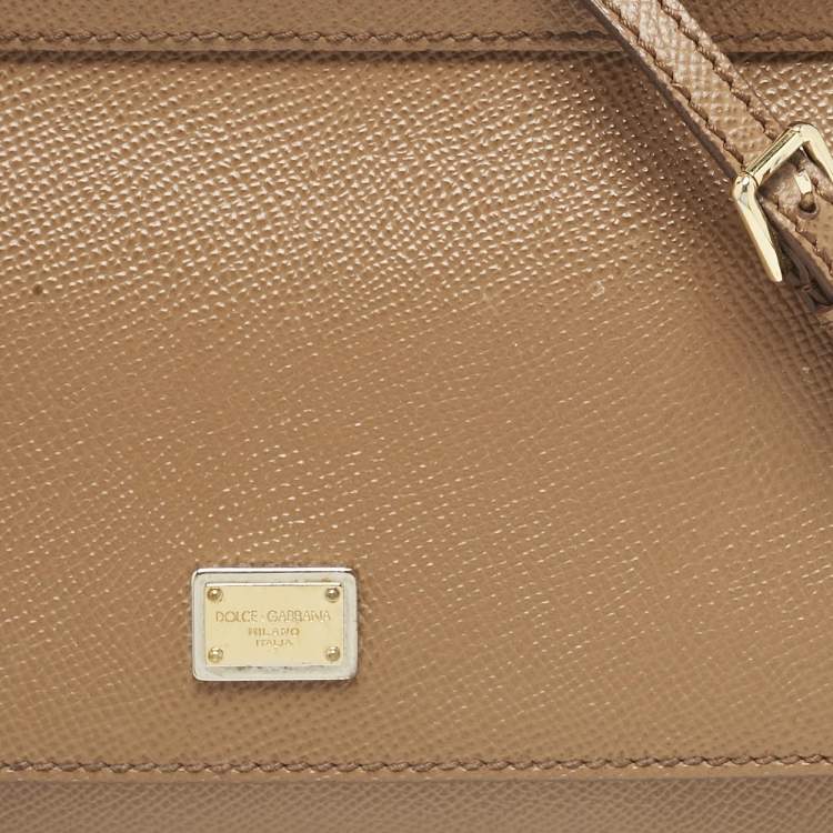 Pre Owned Dolce & Gabbana Brown Leather Small Miss Sicily Top Handle Bag