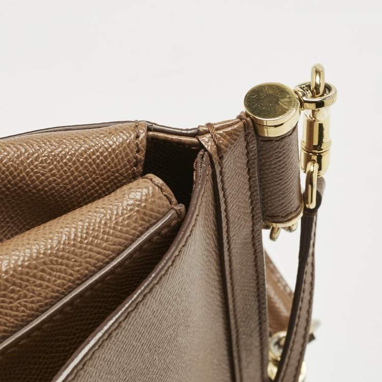 Pre Owned Dolce & Gabbana Brown Leather Small Miss Sicily Top Handle Bag