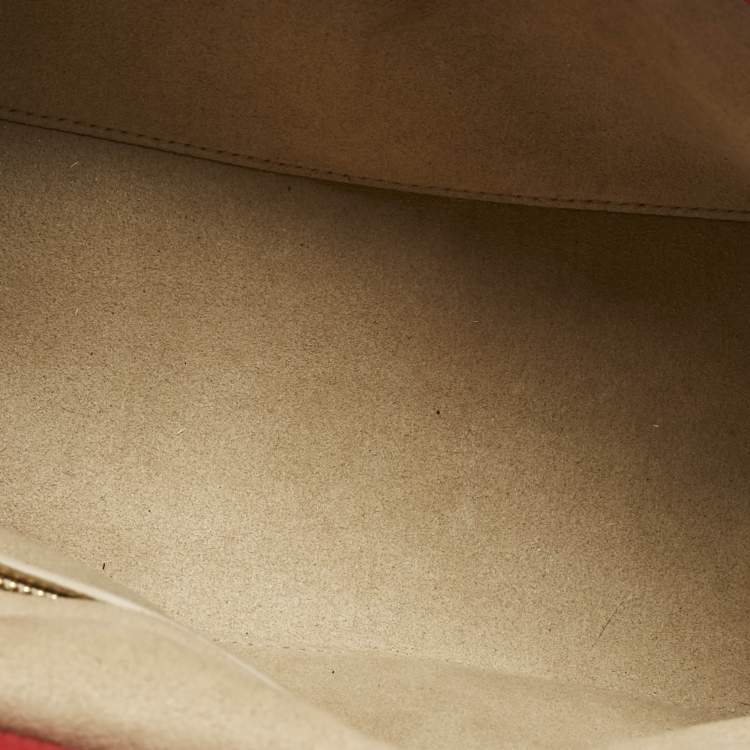 Pre Owned Dolce & Gabbana Red Leather Small Soft Sicily Top Handle Bag