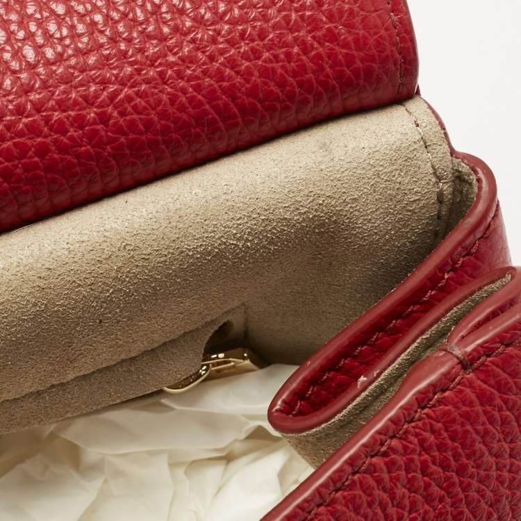Pre Owned Dolce & Gabbana Red Leather Small Soft Sicily Top Handle Bag