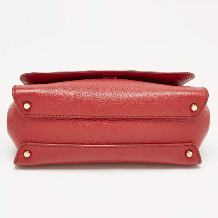 Pre Owned Dolce & Gabbana Red Leather Small Soft Sicily Top Handle Bag