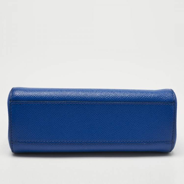 Pre Owned Dolce & Gabbana Blue Leather Small Miss Sicily Top Handle Bag