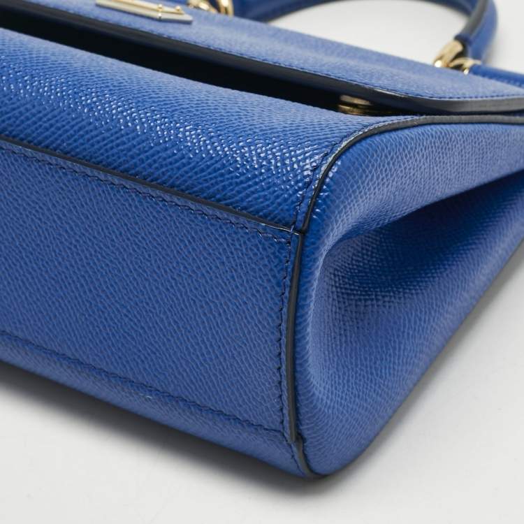 Pre Owned Dolce & Gabbana Blue Leather Small Miss Sicily Top Handle Bag
