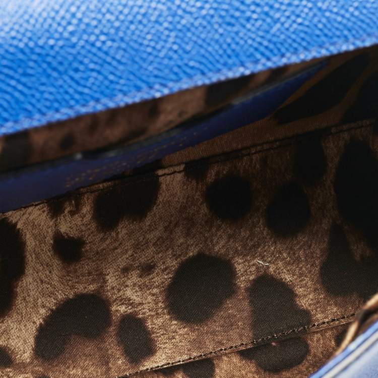 Pre Owned Dolce & Gabbana Blue Leather Small Miss Sicily Top Handle Bag