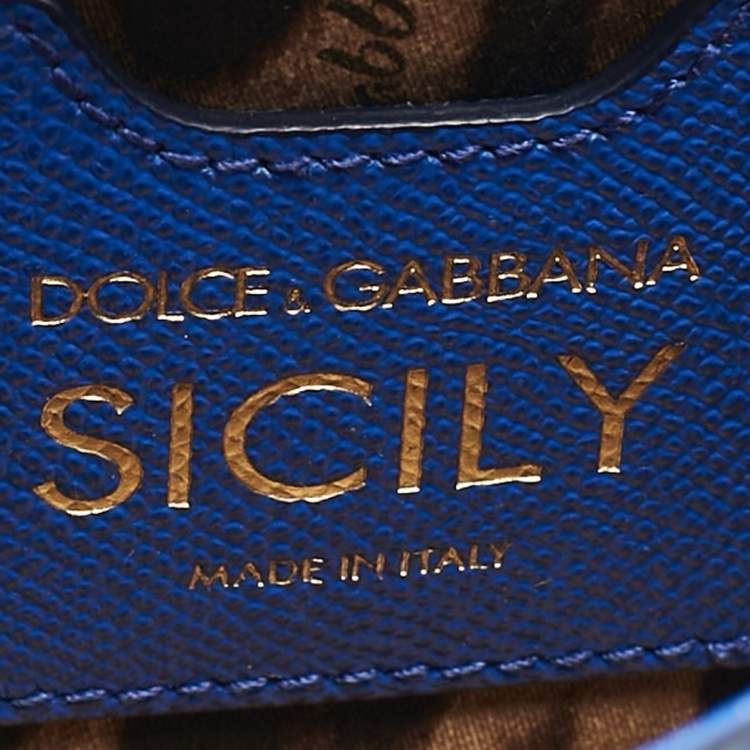 Pre Owned Dolce & Gabbana Blue Leather Small Miss Sicily Top Handle Bag