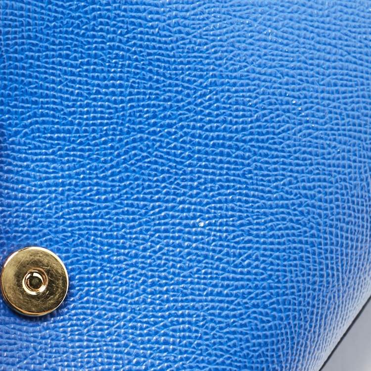 Pre Owned Dolce & Gabbana Blue Leather Small Miss Sicily Top Handle Bag