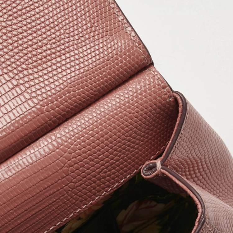 مملوكة مسبقًا Dolce & Gabbana Orange Lizard Embossed Leather Small Miss Sicily Bag