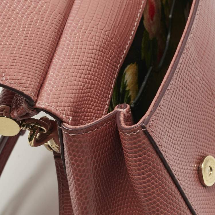 مملوكة مسبقًا Dolce & Gabbana Orange Lizard Embossed Leather Small Miss Sicily Bag