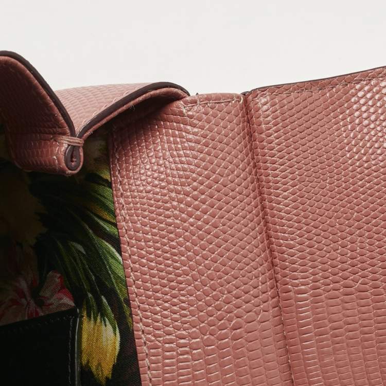 مملوكة مسبقًا Dolce & Gabbana Orange Lizard Embossed Leather Small Miss Sicily Bag