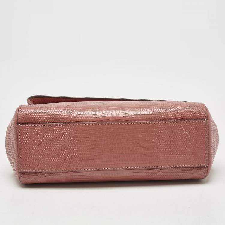 مملوكة مسبقًا Dolce & Gabbana Orange Lizard Embossed Leather Small Miss Sicily Bag