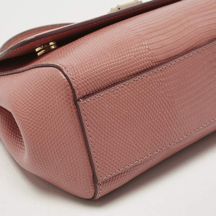 مملوكة مسبقًا Dolce & Gabbana Orange Lizard Embossed Leather Small Miss Sicily Bag