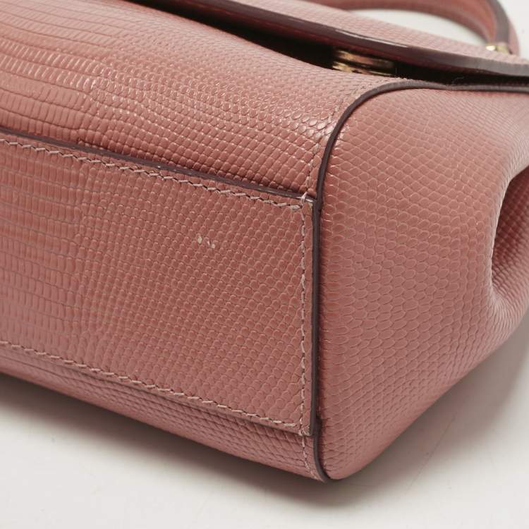 مملوكة مسبقًا Dolce & Gabbana Orange Lizard Embossed Leather Small Miss Sicily Bag
