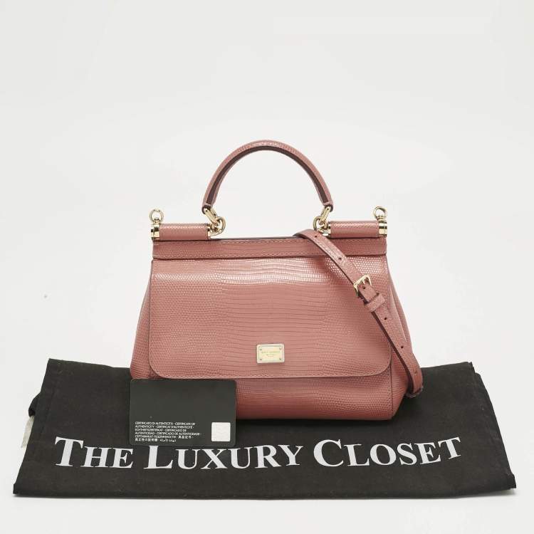 مملوكة مسبقًا Dolce & Gabbana Orange Lizard Embossed Leather Small Miss Sicily Bag