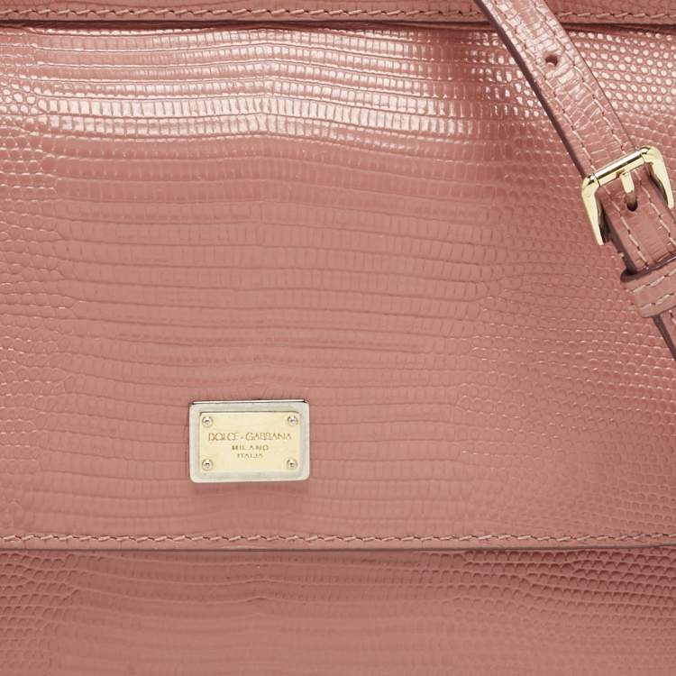 مملوكة مسبقًا Dolce & Gabbana Orange Lizard Embossed Leather Small Miss Sicily Bag