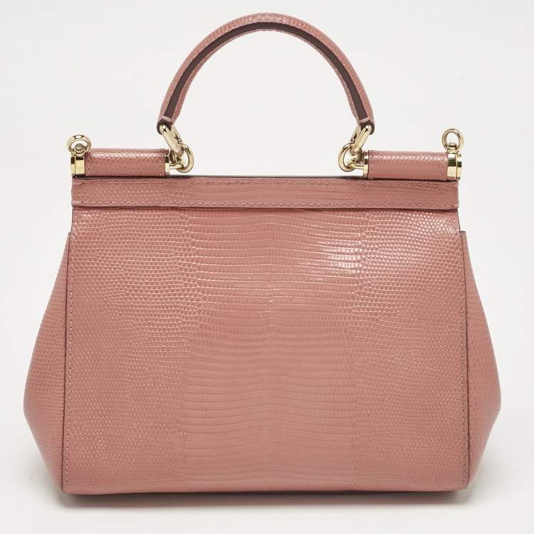 مملوكة مسبقًا Dolce & Gabbana Orange Lizard Embossed Leather Small Miss Sicily Bag