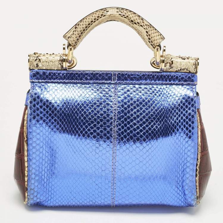 Pre Owned Dolce & Gabbana Multicolor Crocodile and Python Small Miss Sicily Top Handle Bag