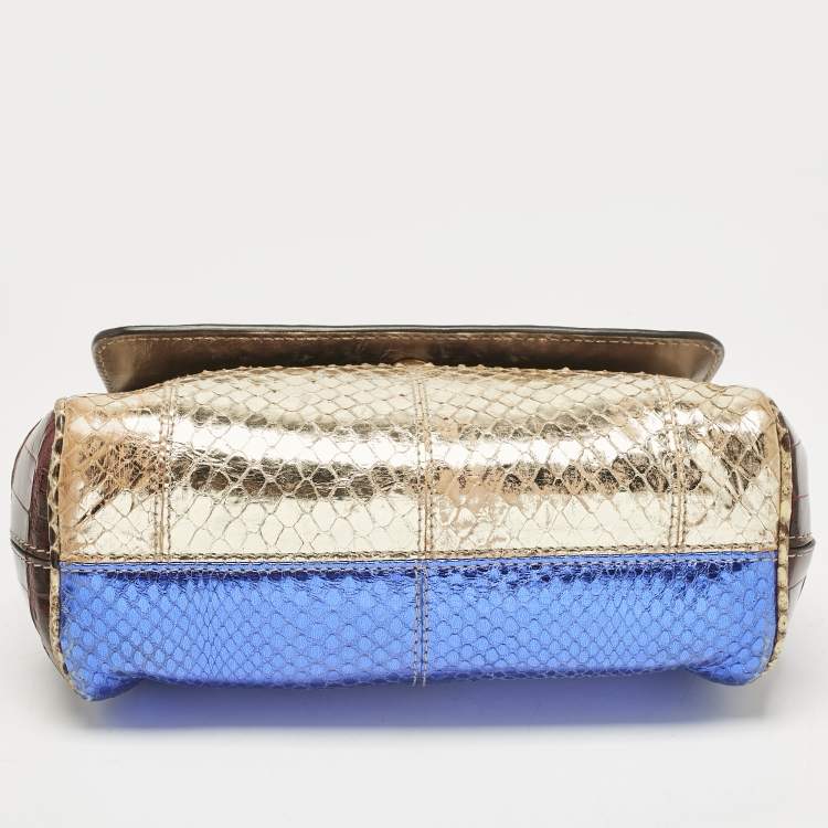 Pre Owned Dolce & Gabbana Multicolor Crocodile and Python Small Miss Sicily Top Handle Bag