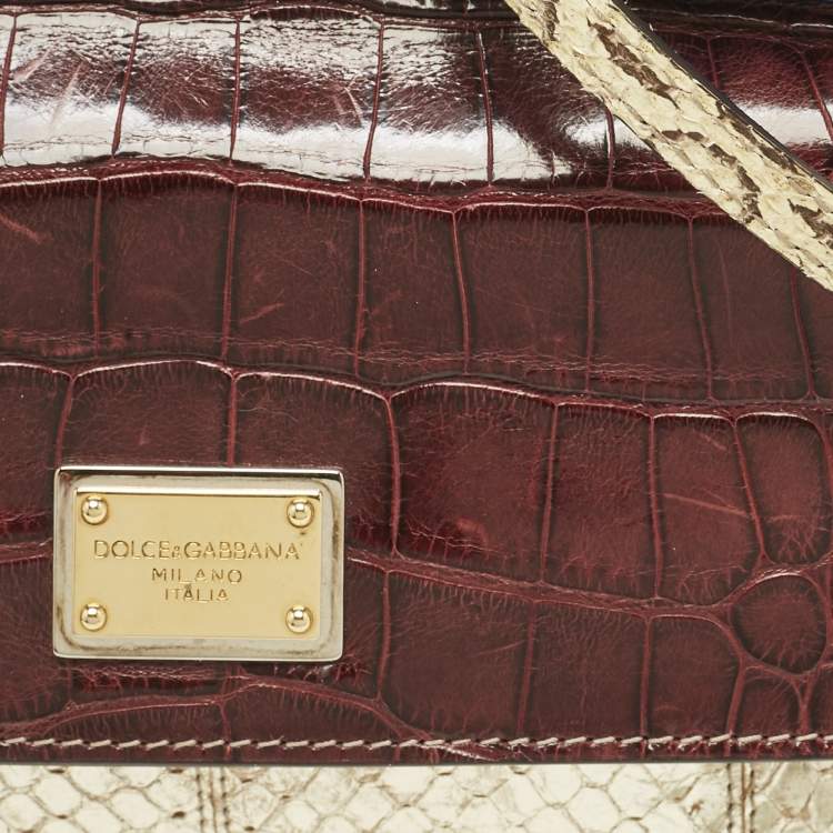 Pre Owned Dolce & Gabbana Multicolor Crocodile and Python Small Miss Sicily Top Handle Bag