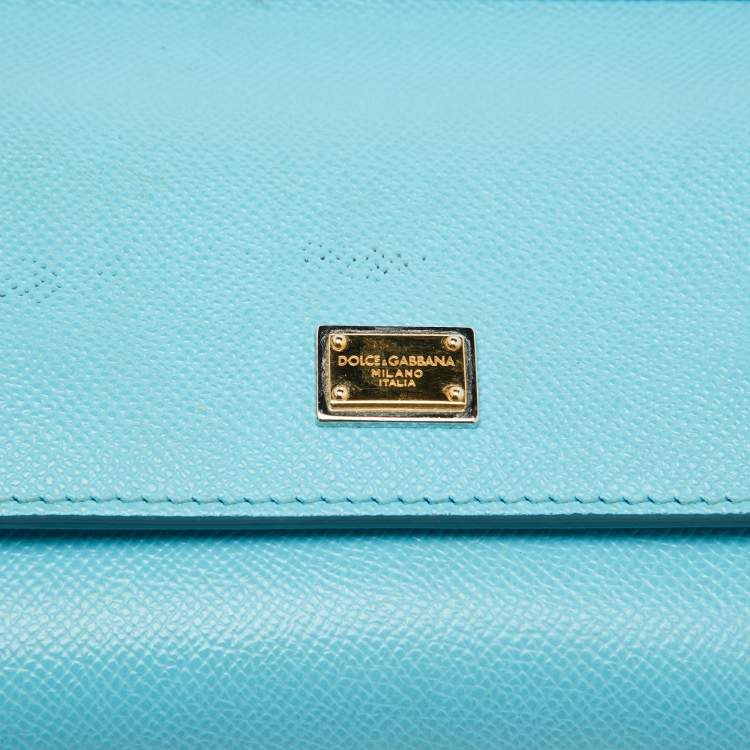 Pre Owned Dolce & Gabbana Blue Leather Mini Miss Sicily Top Handle Bag
