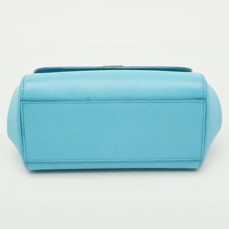 Pre Owned Dolce & Gabbana Blue Leather Mini Miss Sicily Top Handle Bag