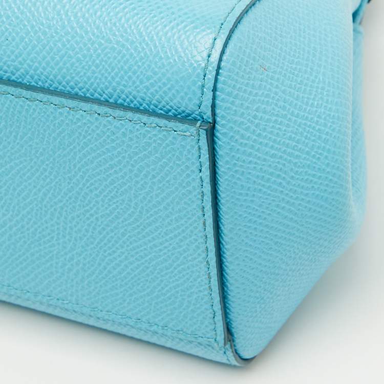 Pre Owned Dolce & Gabbana Blue Leather Mini Miss Sicily Top Handle Bag