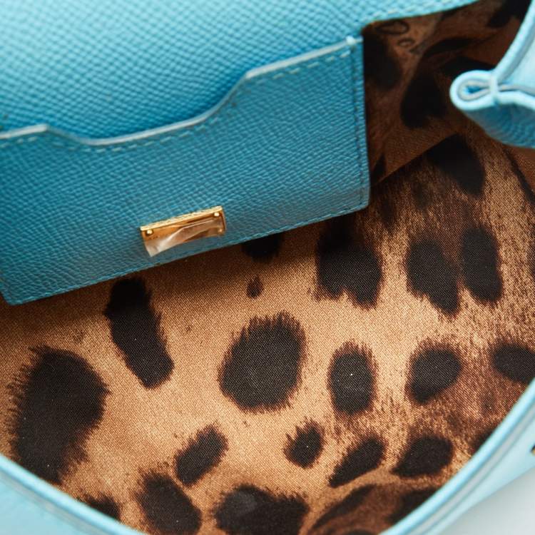 Pre Owned Dolce & Gabbana Blue Leather Mini Miss Sicily Top Handle Bag