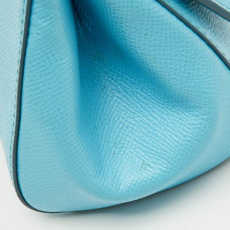 Pre Owned Dolce & Gabbana Blue Leather Mini Miss Sicily Top Handle Bag