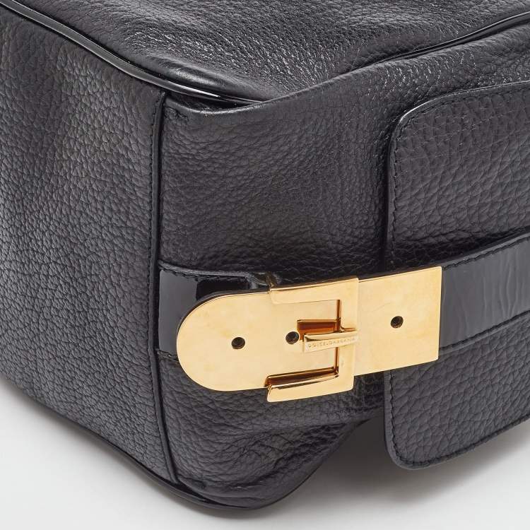 Pre Owned Dolce & Gabbana Black Buckle Strap Leather Satchel