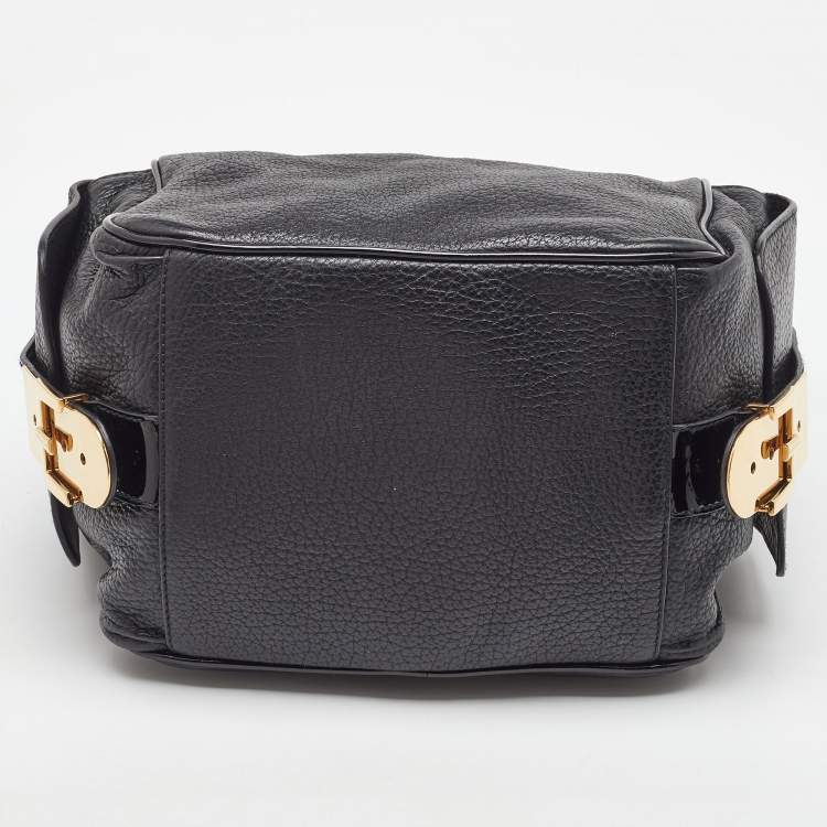 Pre Owned Dolce & Gabbana Black Buckle Strap Leather Satchel
