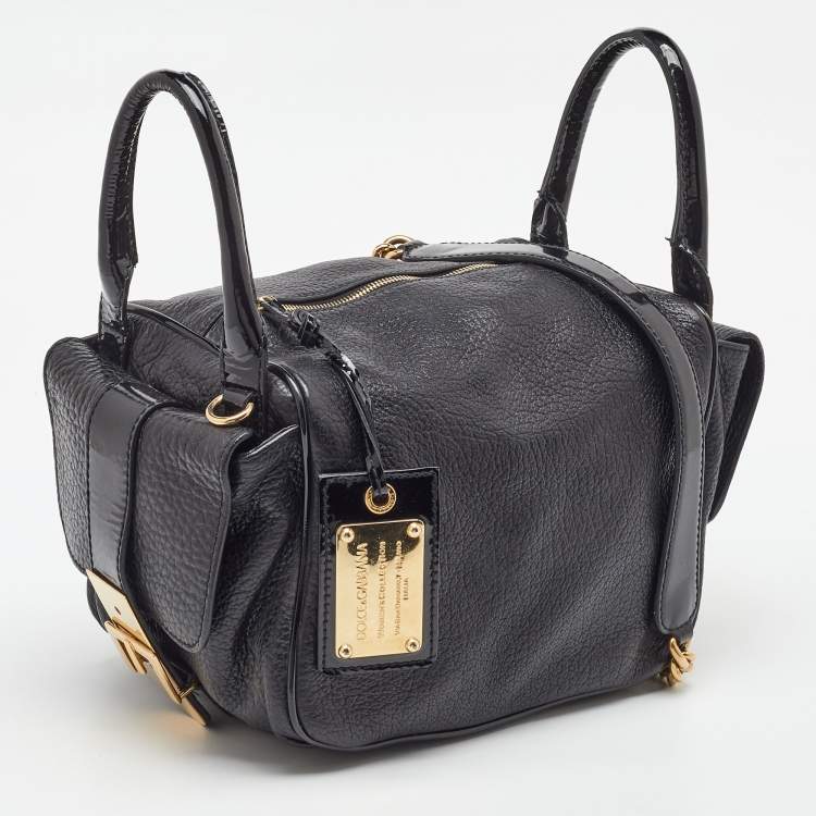 Pre Owned Dolce & Gabbana Black Buckle Strap Leather Satchel