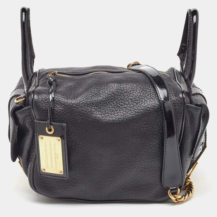 Pre Owned Dolce & Gabbana Black Buckle Strap Leather Satchel