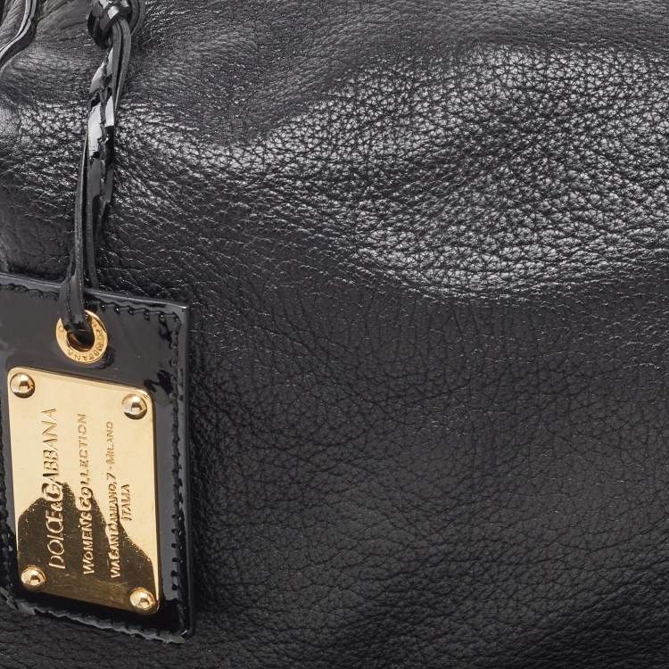 Pre Owned Dolce & Gabbana Black Buckle Strap Leather Satchel