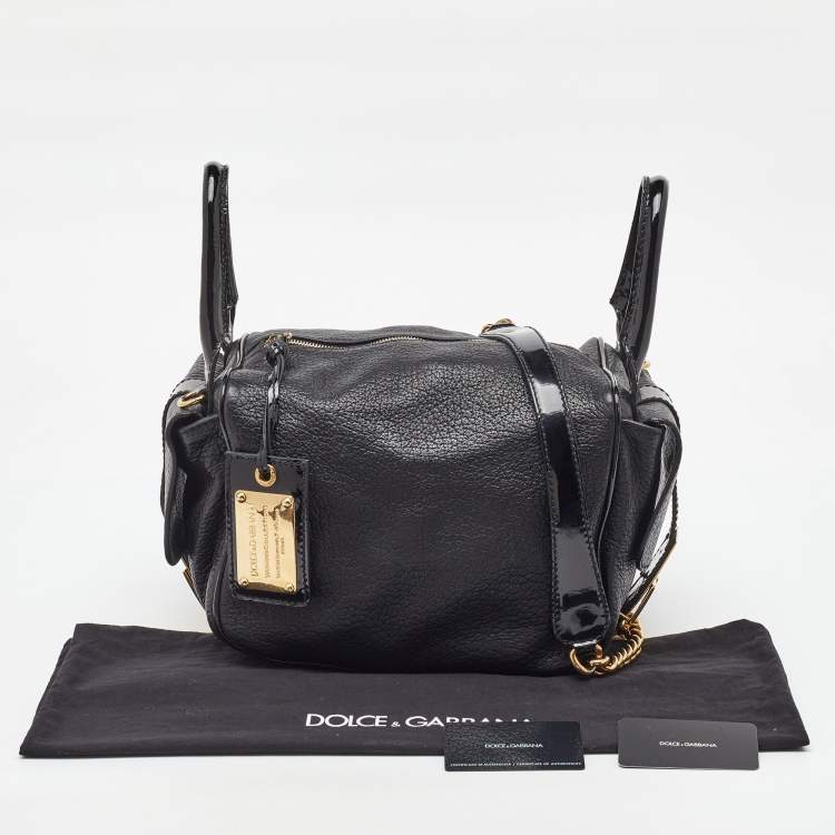 Pre Owned Dolce & Gabbana Black Buckle Strap Leather Satchel