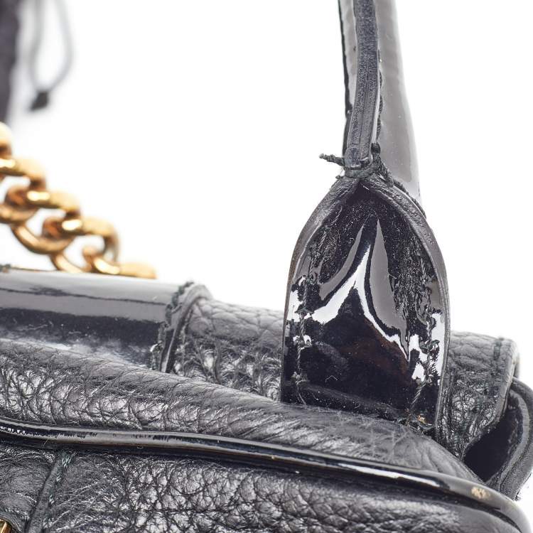 Pre Owned Dolce & Gabbana Black Buckle Strap Leather Satchel